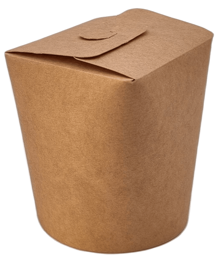 Cutie din carton pentru noodles, Kraft exterior, Alb interior- 480ml - S-Pack
